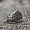 EYHIMD Stainless Steel Tree of Life Signet Ring Classic Men Viking Amulet Rings Nordic Jewelry