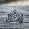EYHIMD Men Freemason Ring Stainless Steel Masonic Symbol Rings Freemasonry Knights Templar Jewelry
